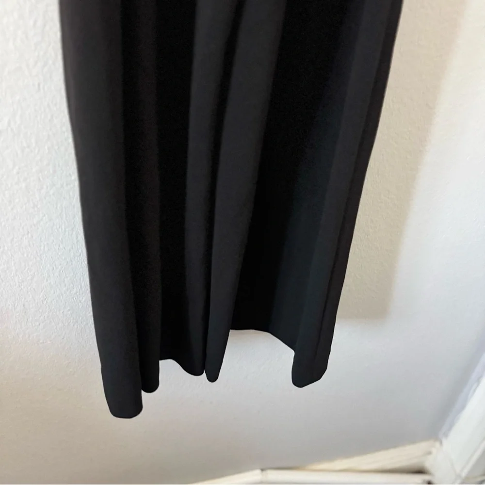 New Calvin Klein Jumpsuit Black Sz 2 Wide Crop High Neck Peep Hole, Tie, Pocket